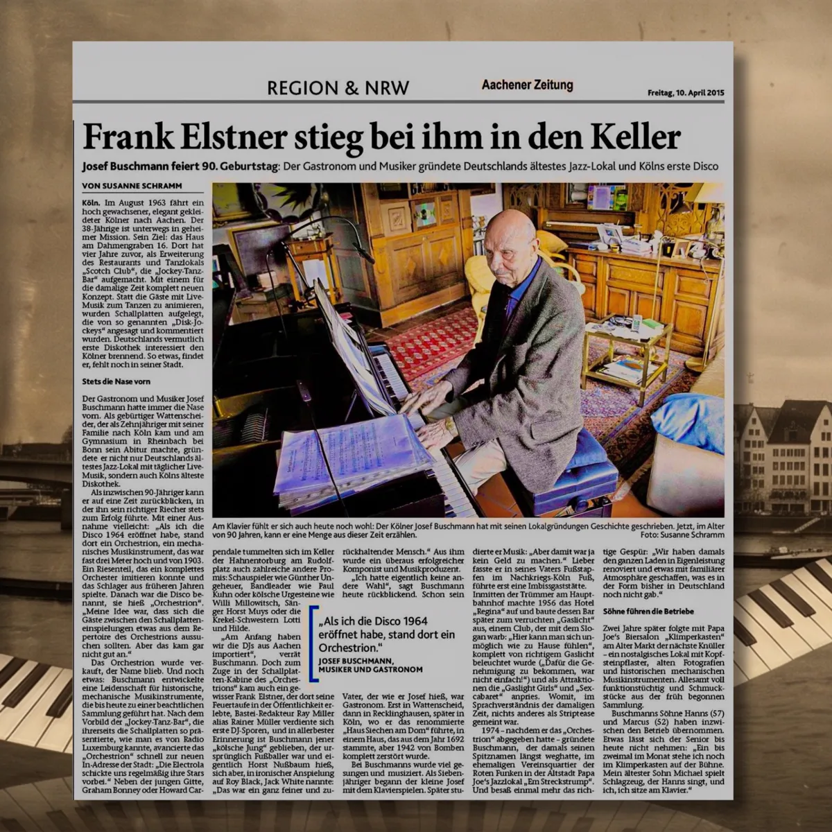 Zeitungsartikel über Papa Joe's Klimperkasten