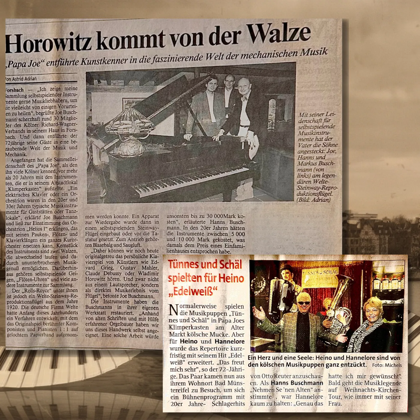 Zeitungsartikel über Papa Joe's Klimperkasten