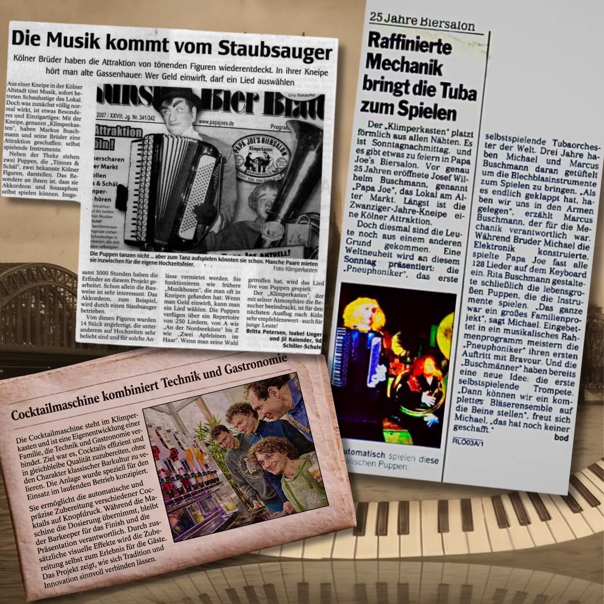 Zeitungsartikel über Papa Joe's Klimperkasten